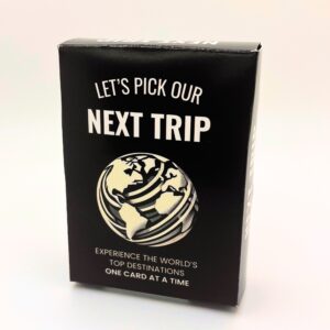 Let's Pick Our Next Trip Card Game Box - Isometric